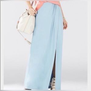 BCBGMAXAZRIA Blue Modal Maxi Skirt Elastic Waist Soft Stretch Size S